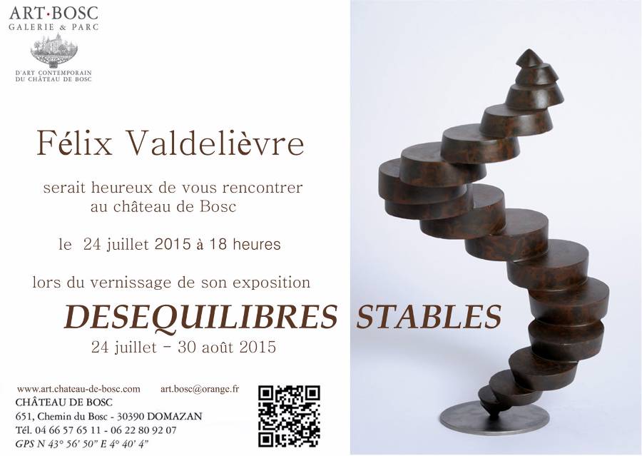 Affiche pour l'expo Déséquilibre stable, une exposition de sculpture de Félix Valdelièvre au chateau de bosc