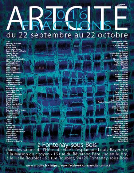 Affiche de l'exposition Artcité "Fractions" à Fontenay sous bois du 22 septembre au 22 octobre 2016