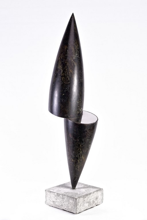 Sculpture-fer-oxydé-verni-inox-poli-hauteur=74cm-artiste-sculpteur-contemporain-Felix-Valdelievre-2018