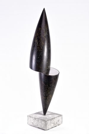 Sculpture-fer-oxydé-verni-inox-poli-hauteur=74cm-2018-sculpteur-artiste-cintemporain-Felix-Valdelievre